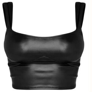 Black Faux Leather Crop Top By PrettyLittleThing